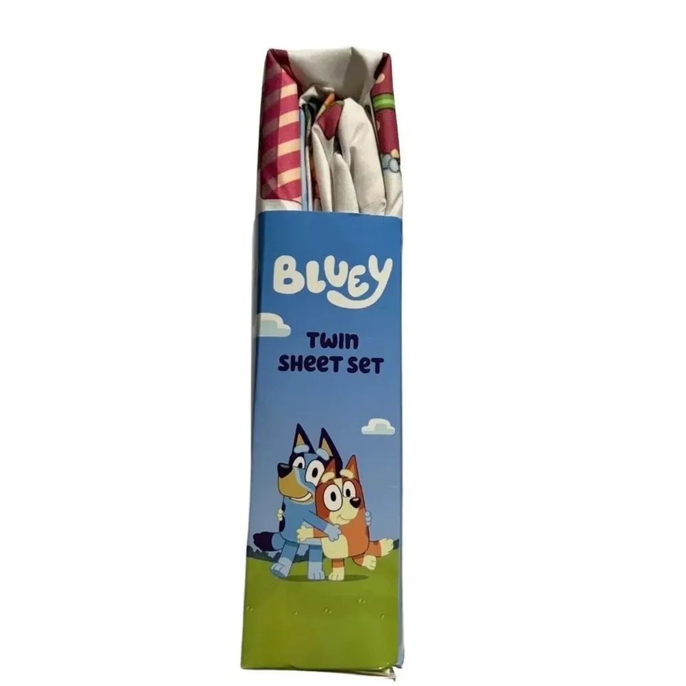 Bluey Christmas Twin Sheet Set Kids Bedding 3 Pc Flat Fitted Pillowcase New